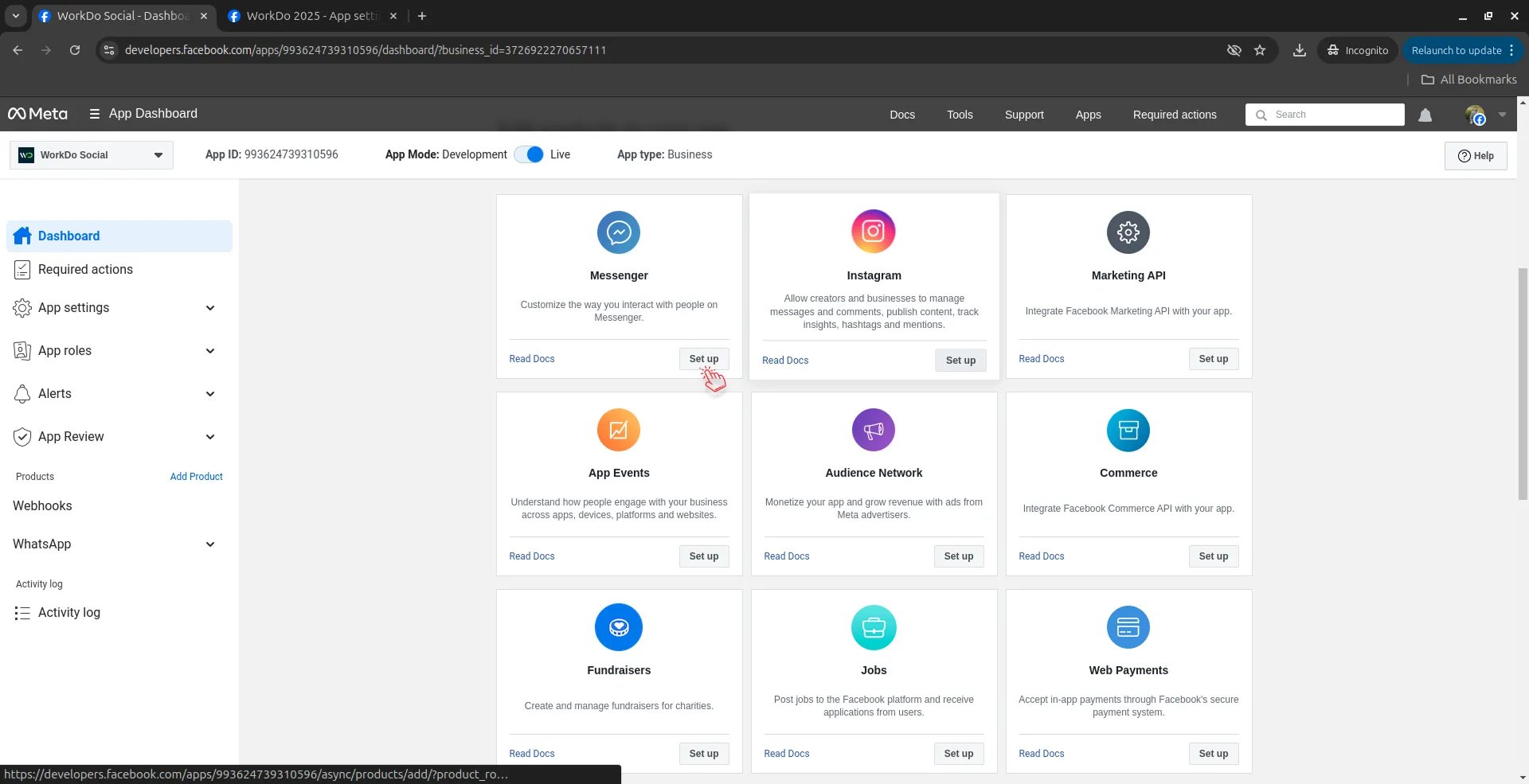instagram and facebook