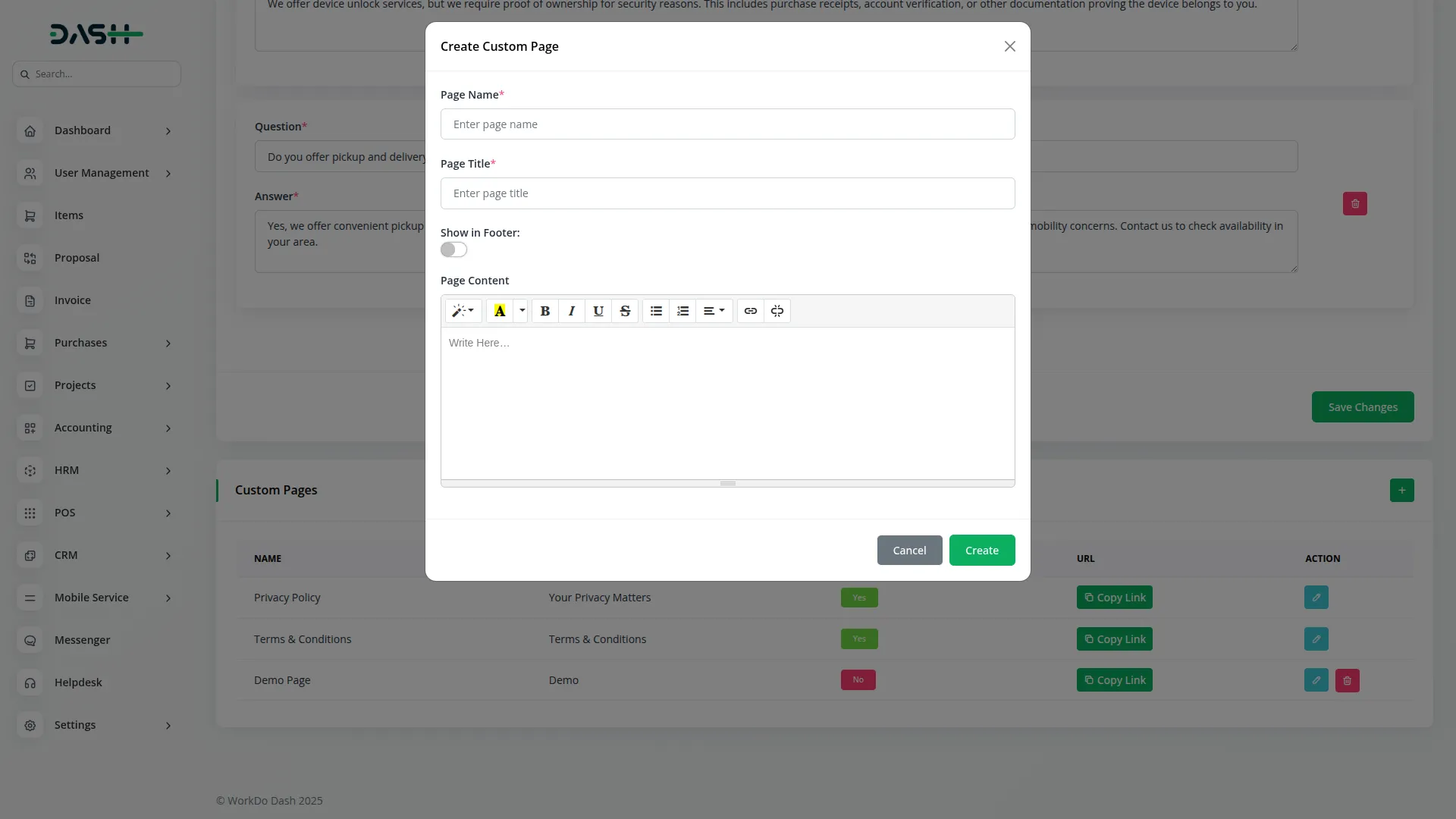 mobile service management