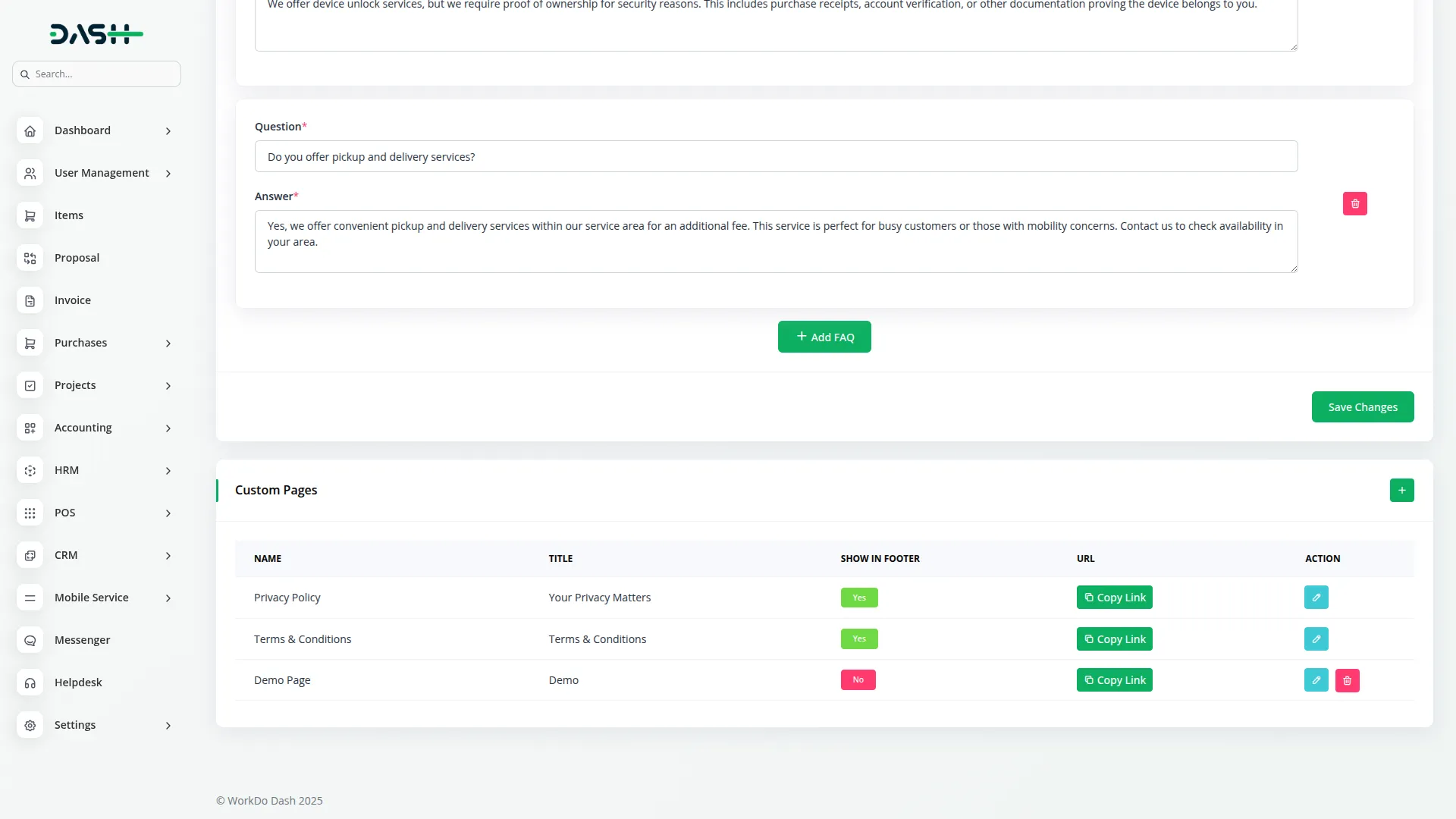 mobile service management