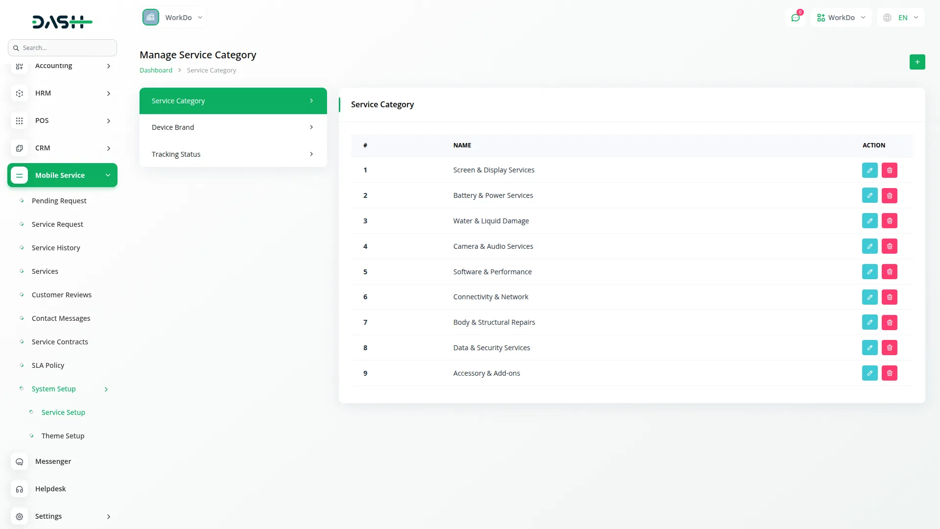 mobile service management