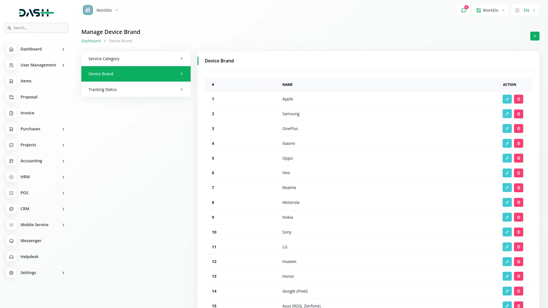 mobile service management