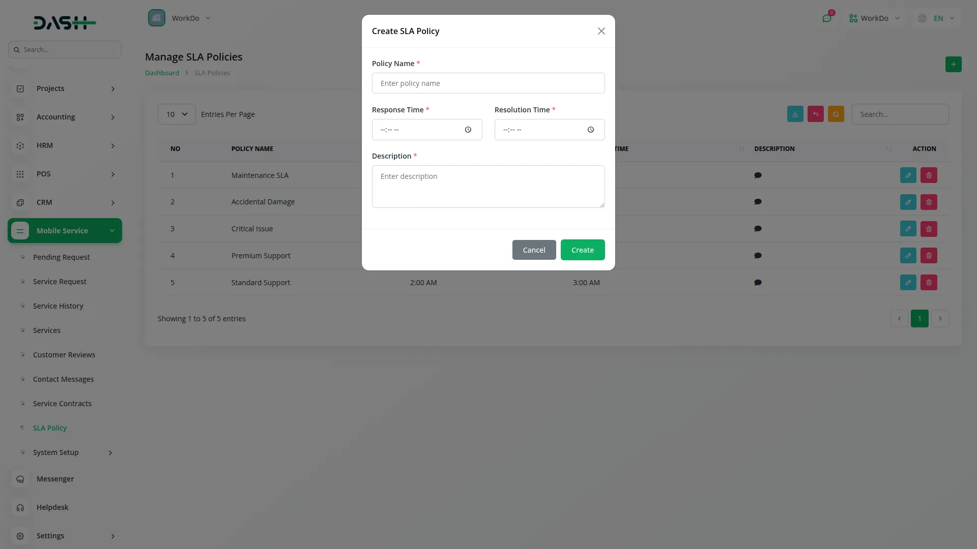 mobile service management