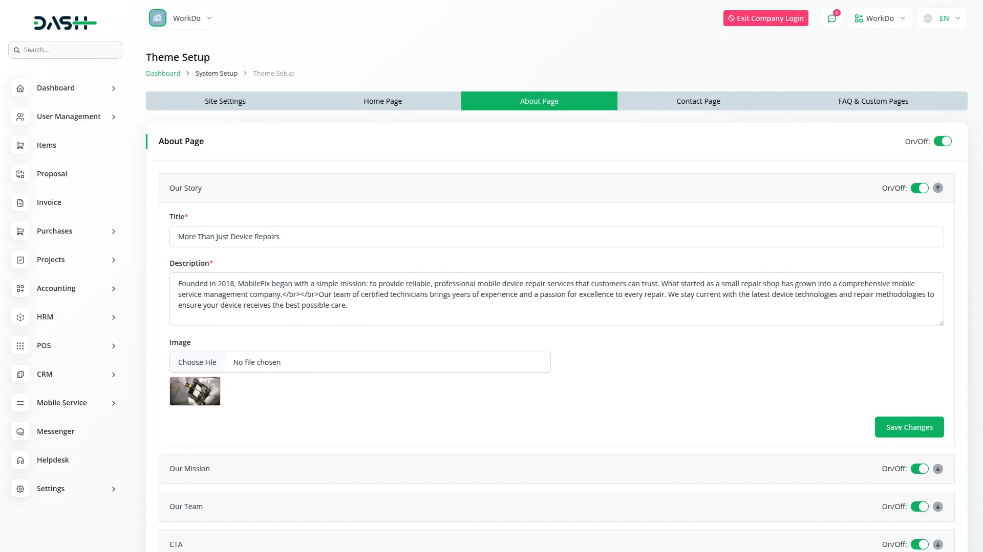 mobile service management