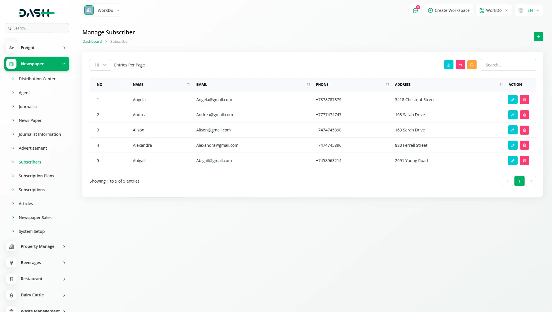 newsletter dash saas