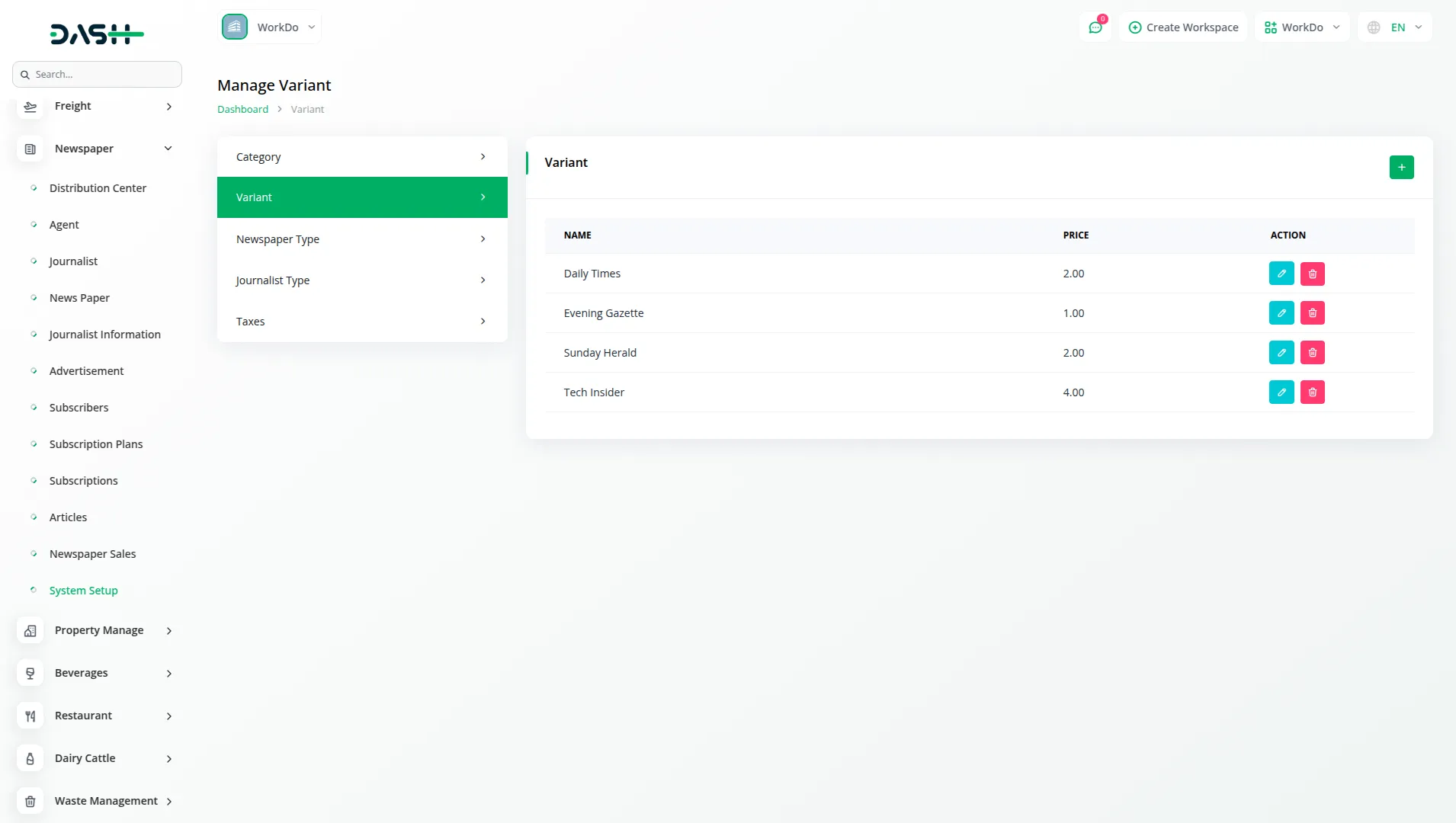 newsletter dash saas