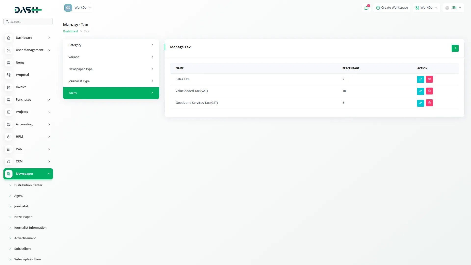 newsletter dash saas