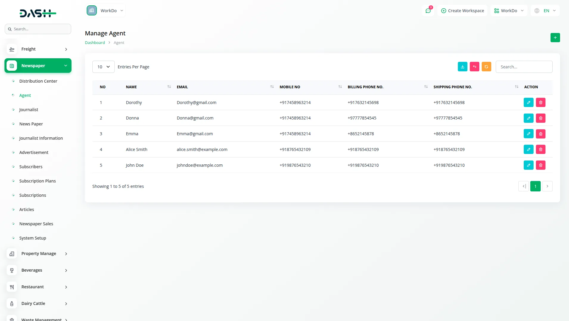 newsletter dash saas