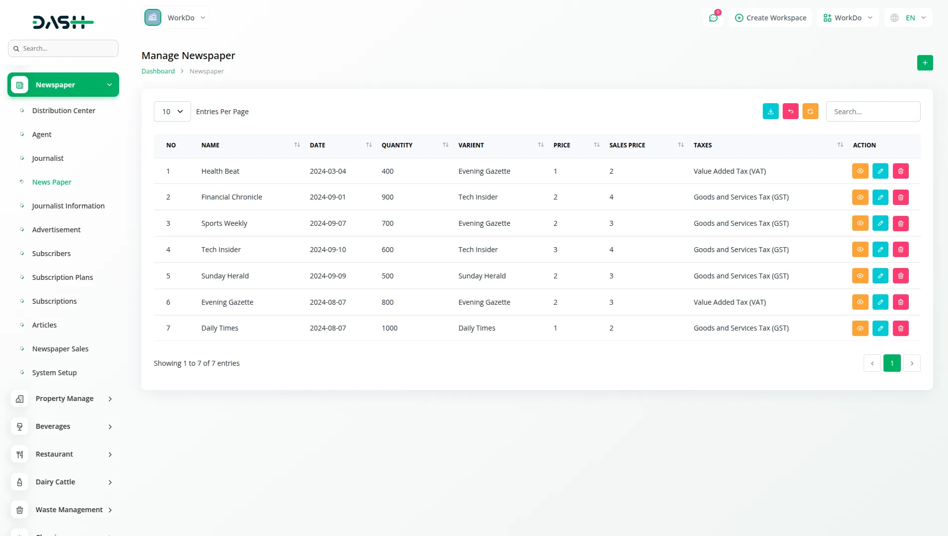 newsletter dash saas