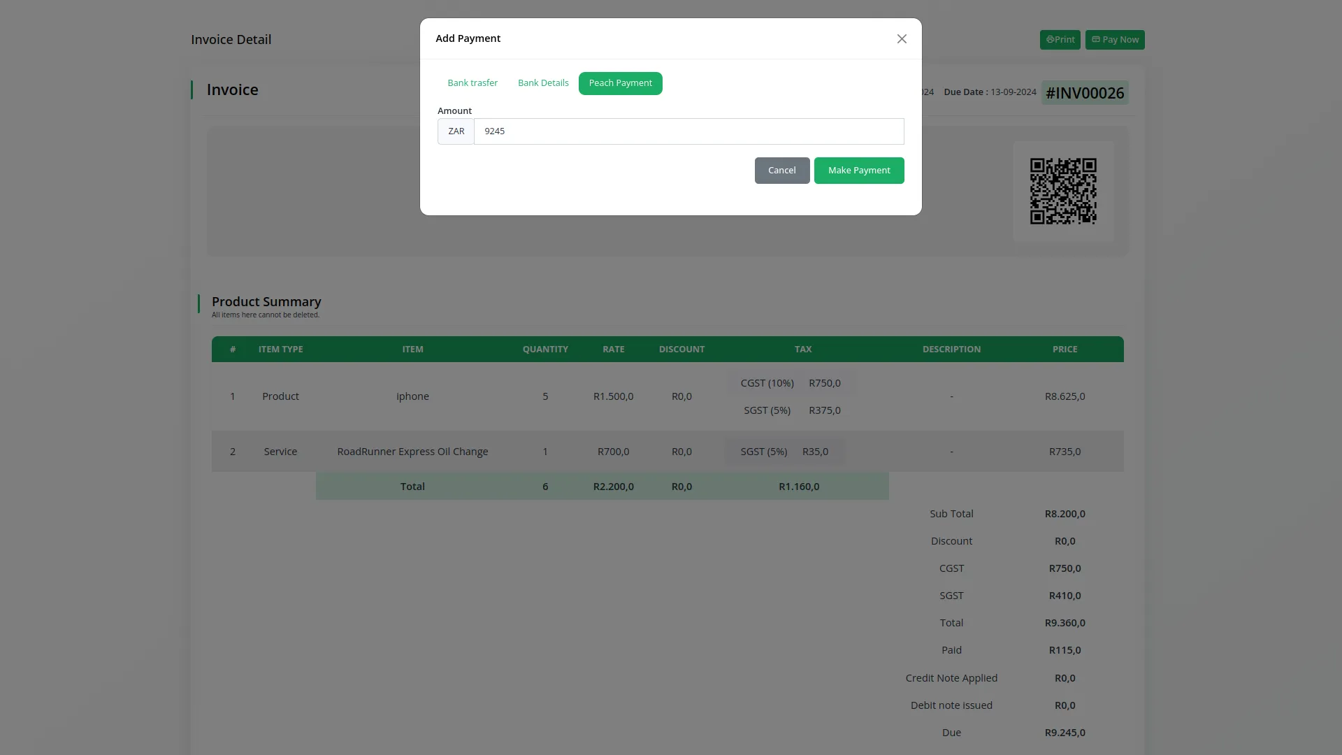 peach payment dash saas