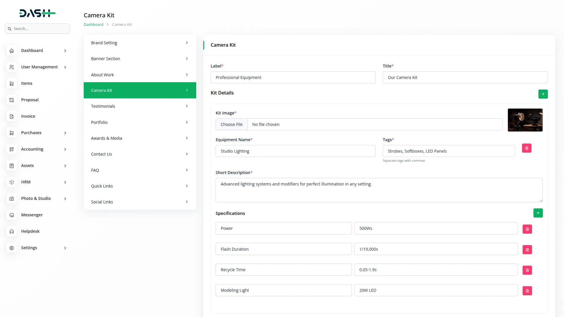 photo & studio management