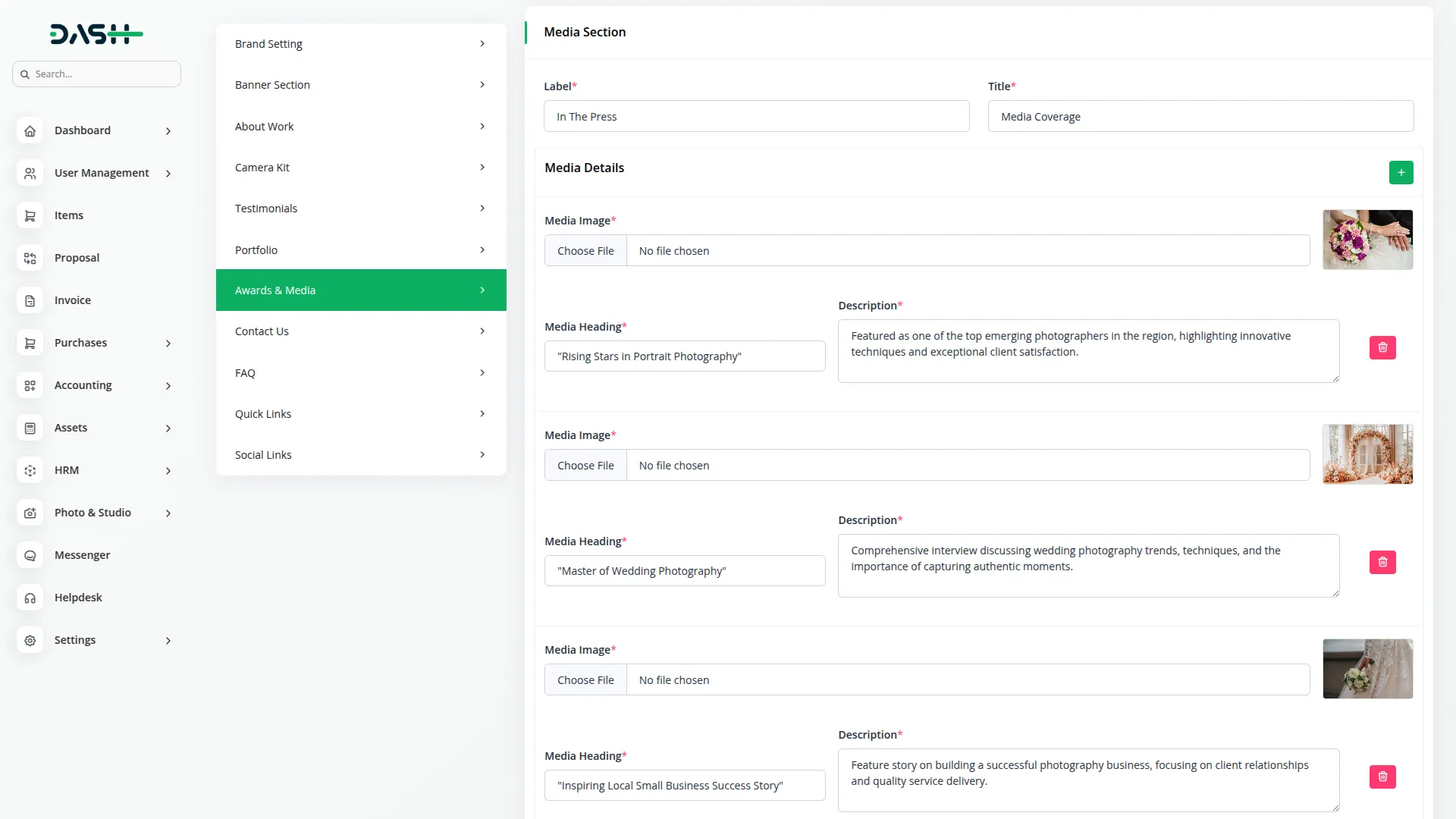 photo & studio management