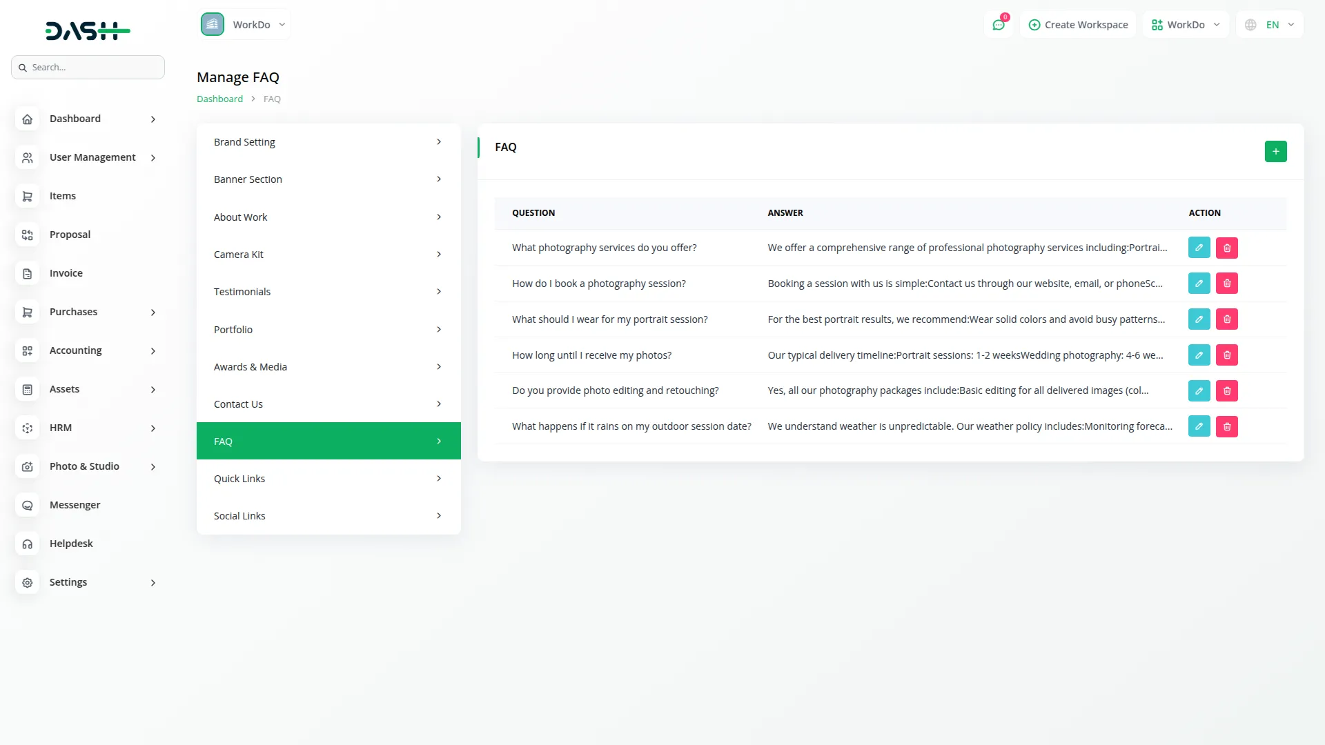 photo & studio management