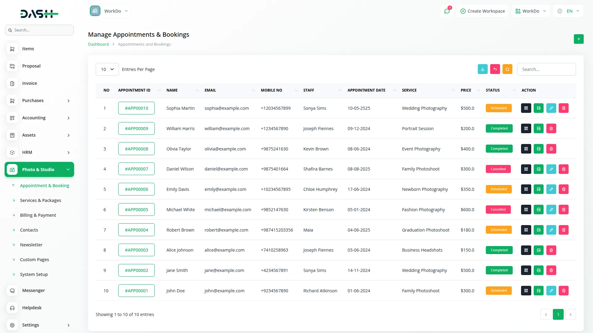 photo & studio management