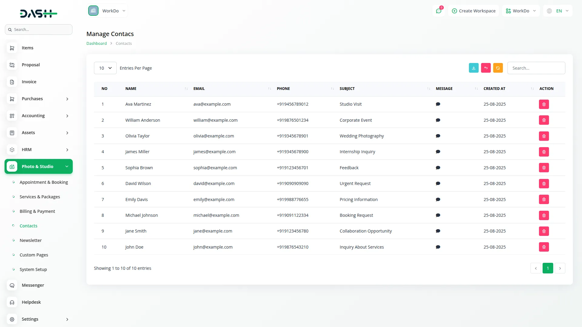 photo & studio management