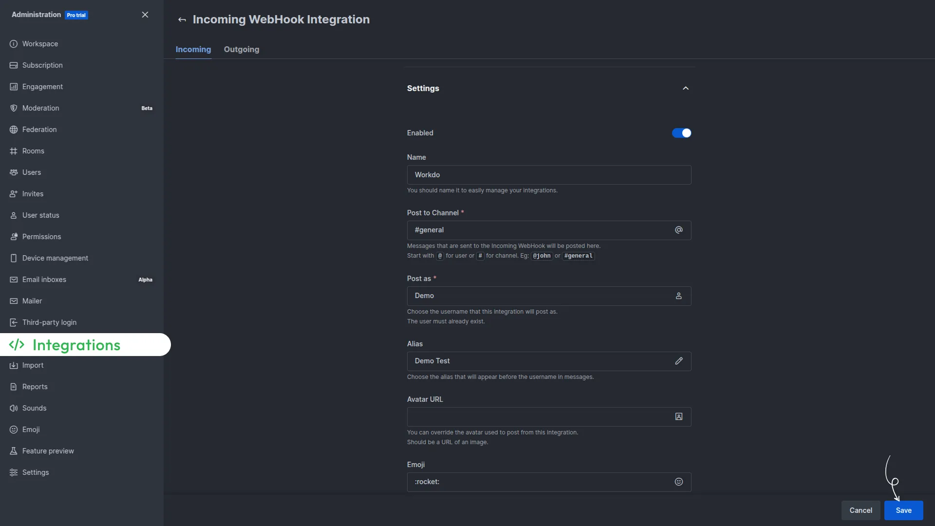 rocketchat credentials