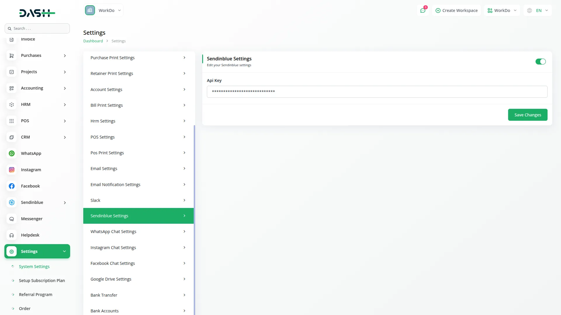 sendinblue dash saas