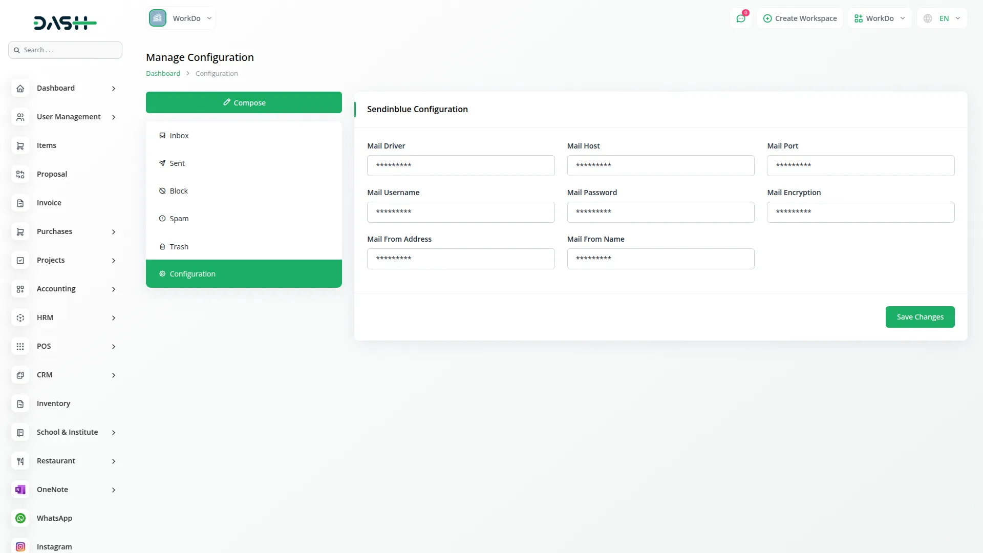 sendinblue dash saas