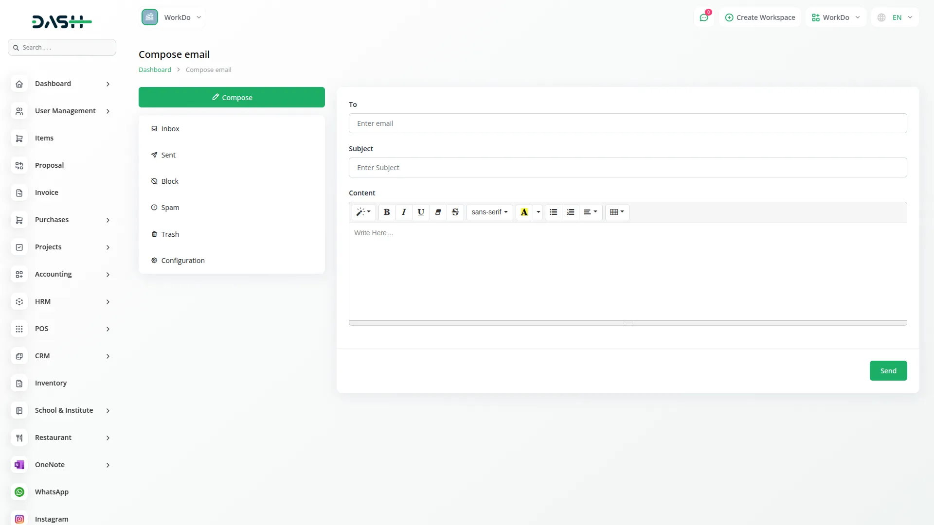 sendinblue dash saas