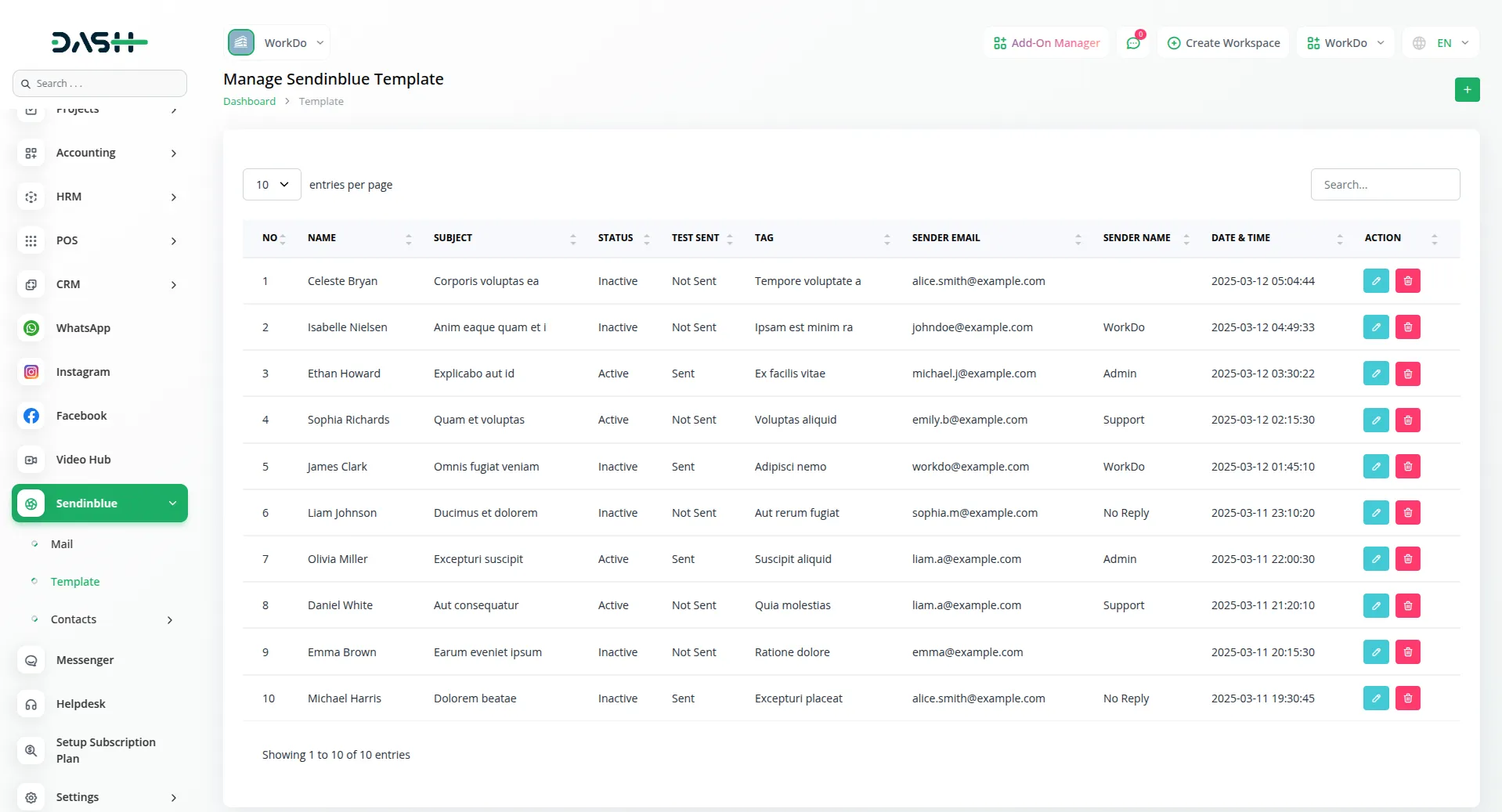 sendinblue dash saas