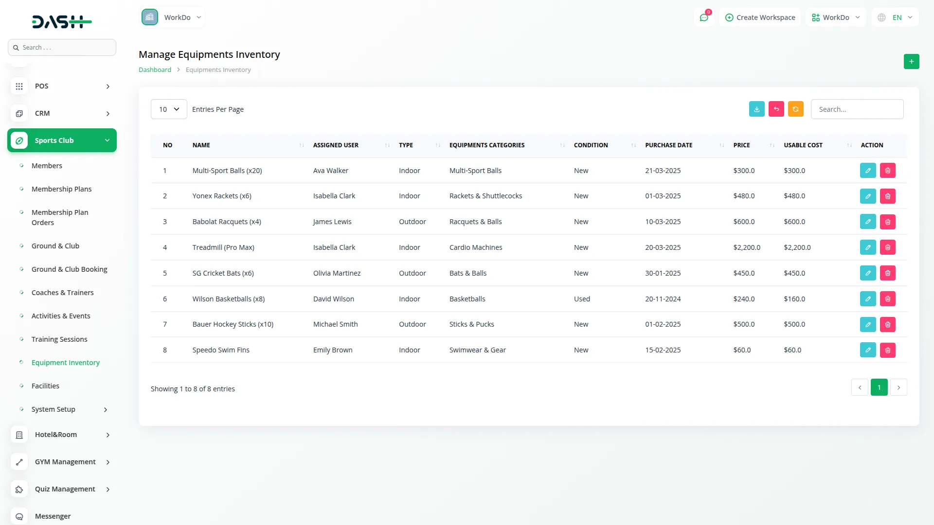 sports club management