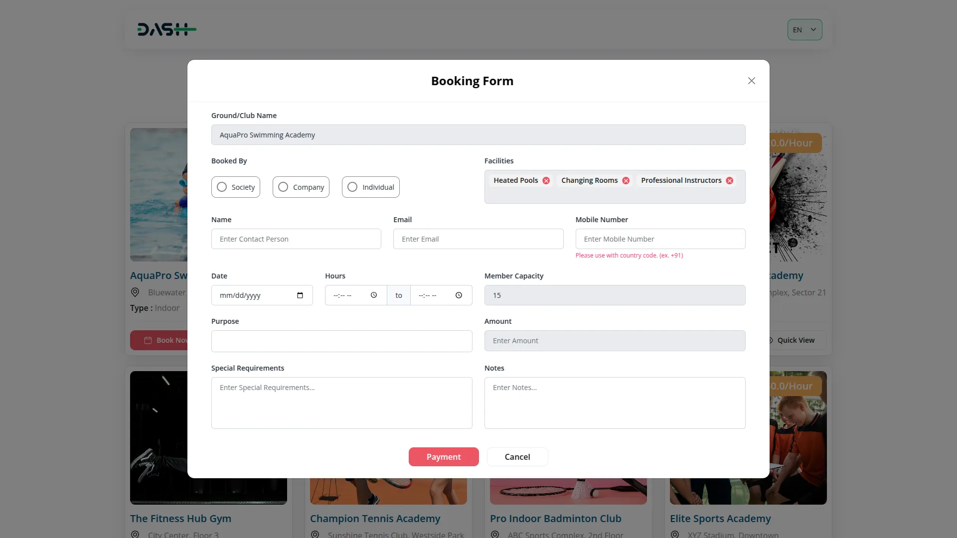 sports club management