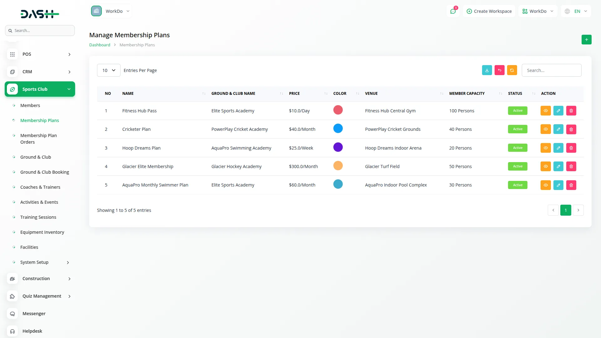 sports club management