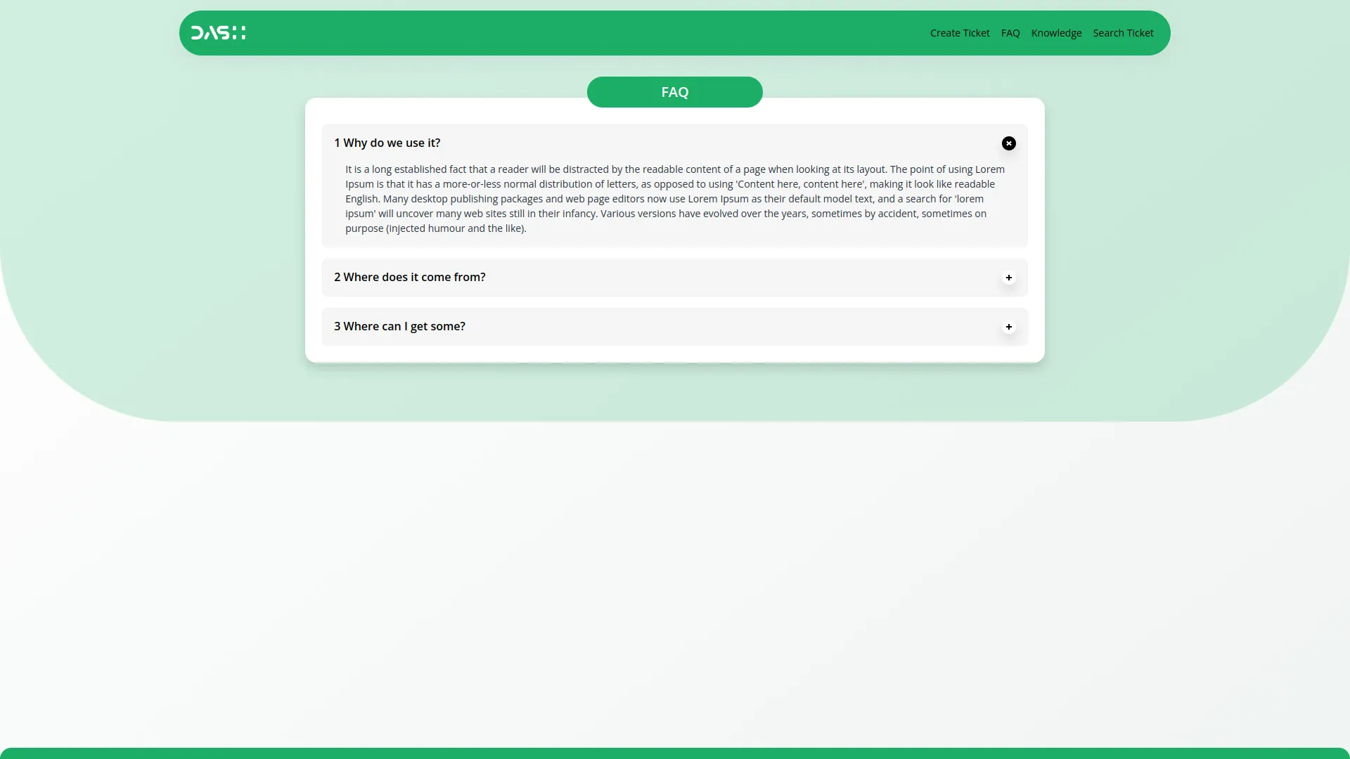 support ticket dash saas