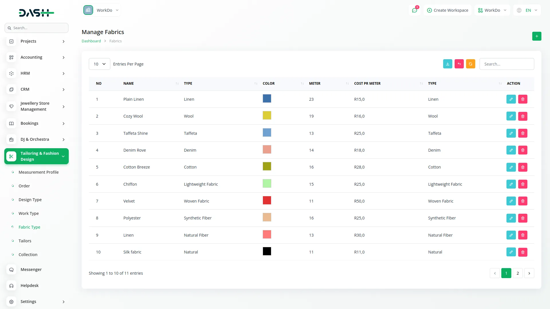 tailoring and fashion design