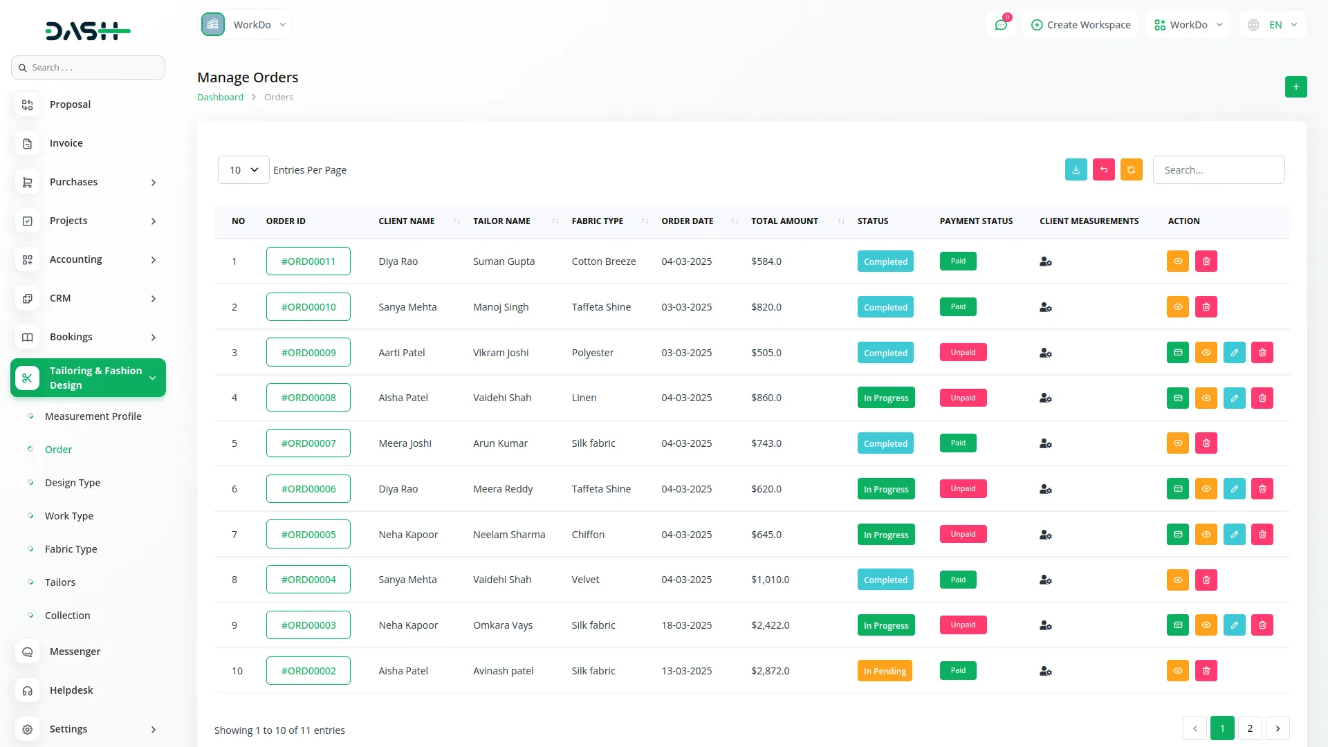 tailoring and fashion design