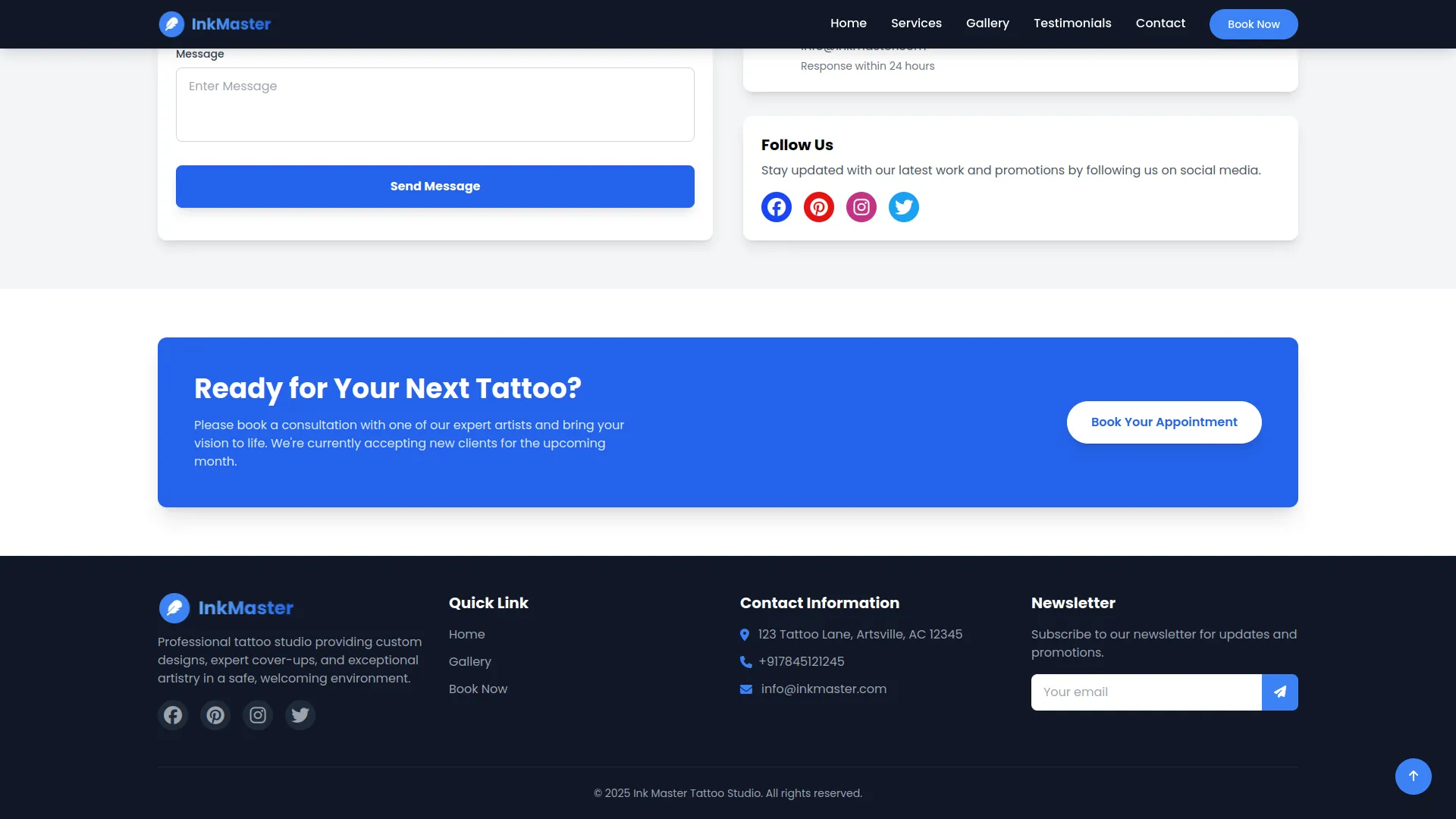 tattoo studio management dash