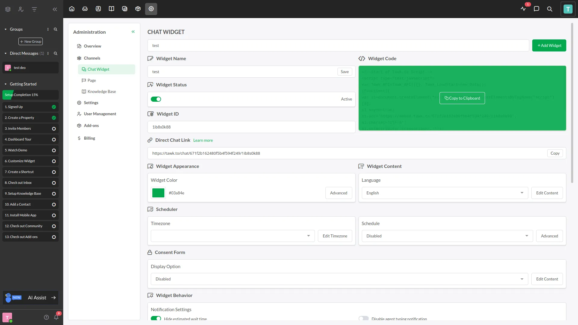 tawk-to-messenger dash saas