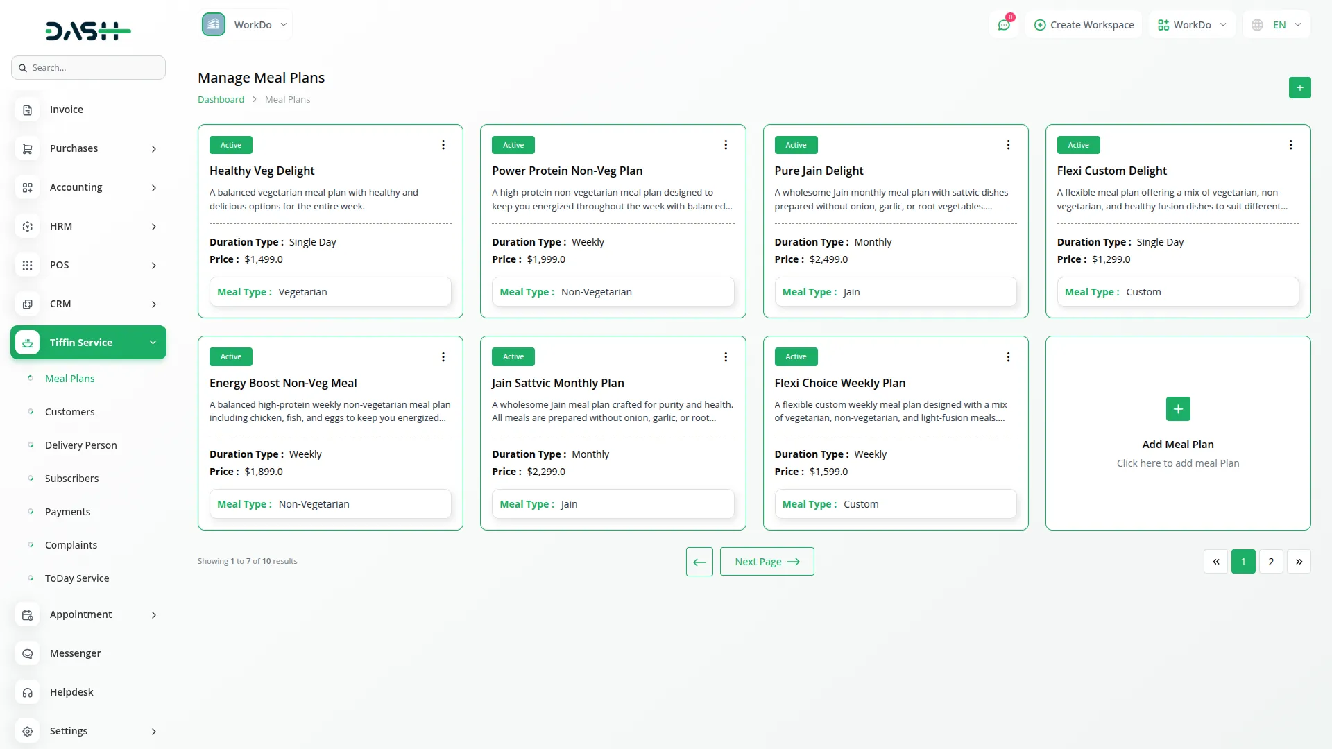 tiffin service management