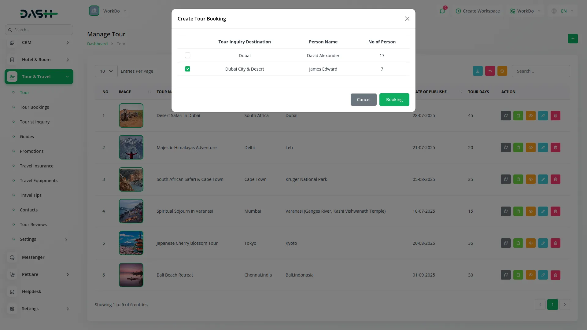tour and travel management