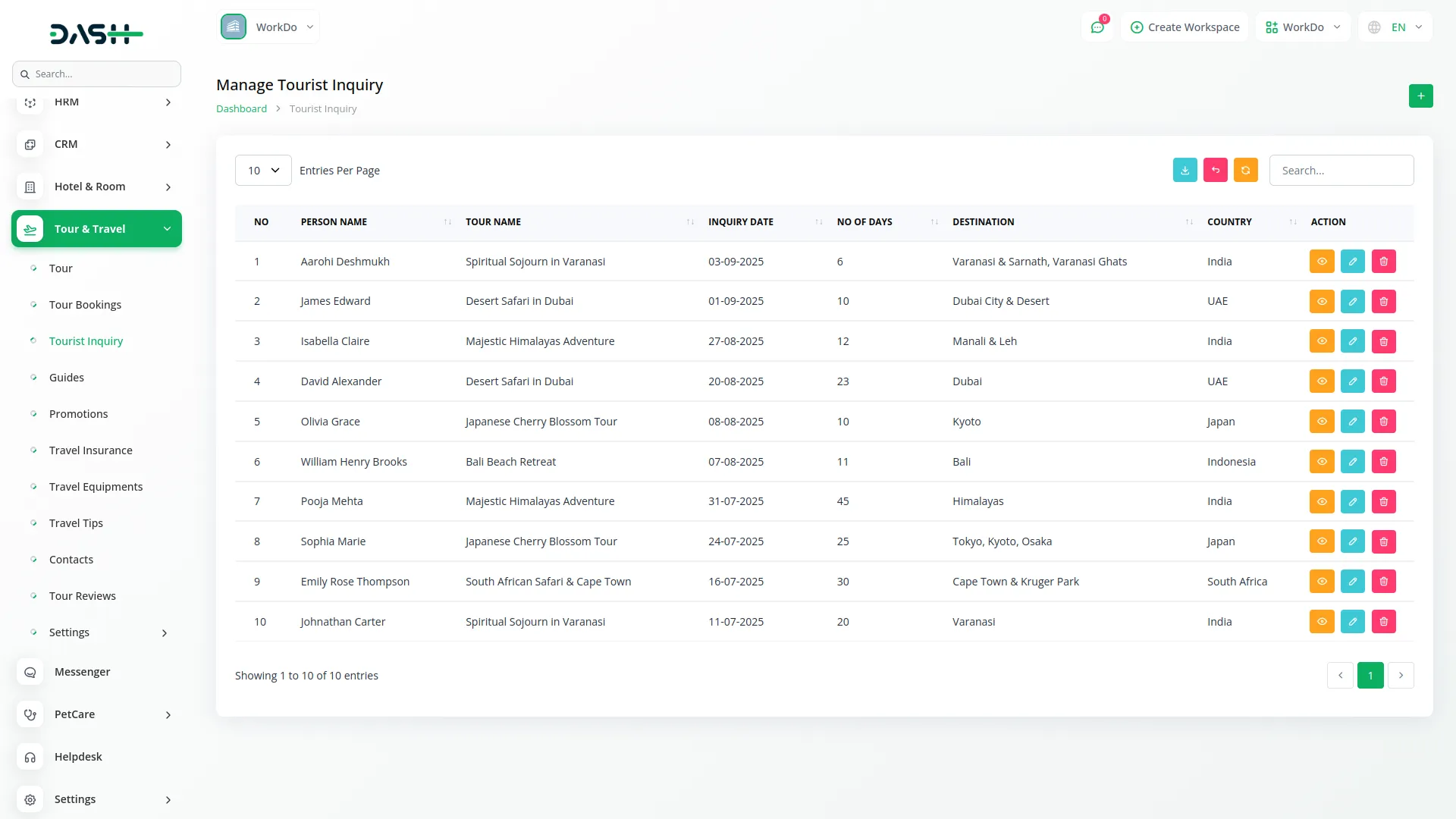 tour and travel management