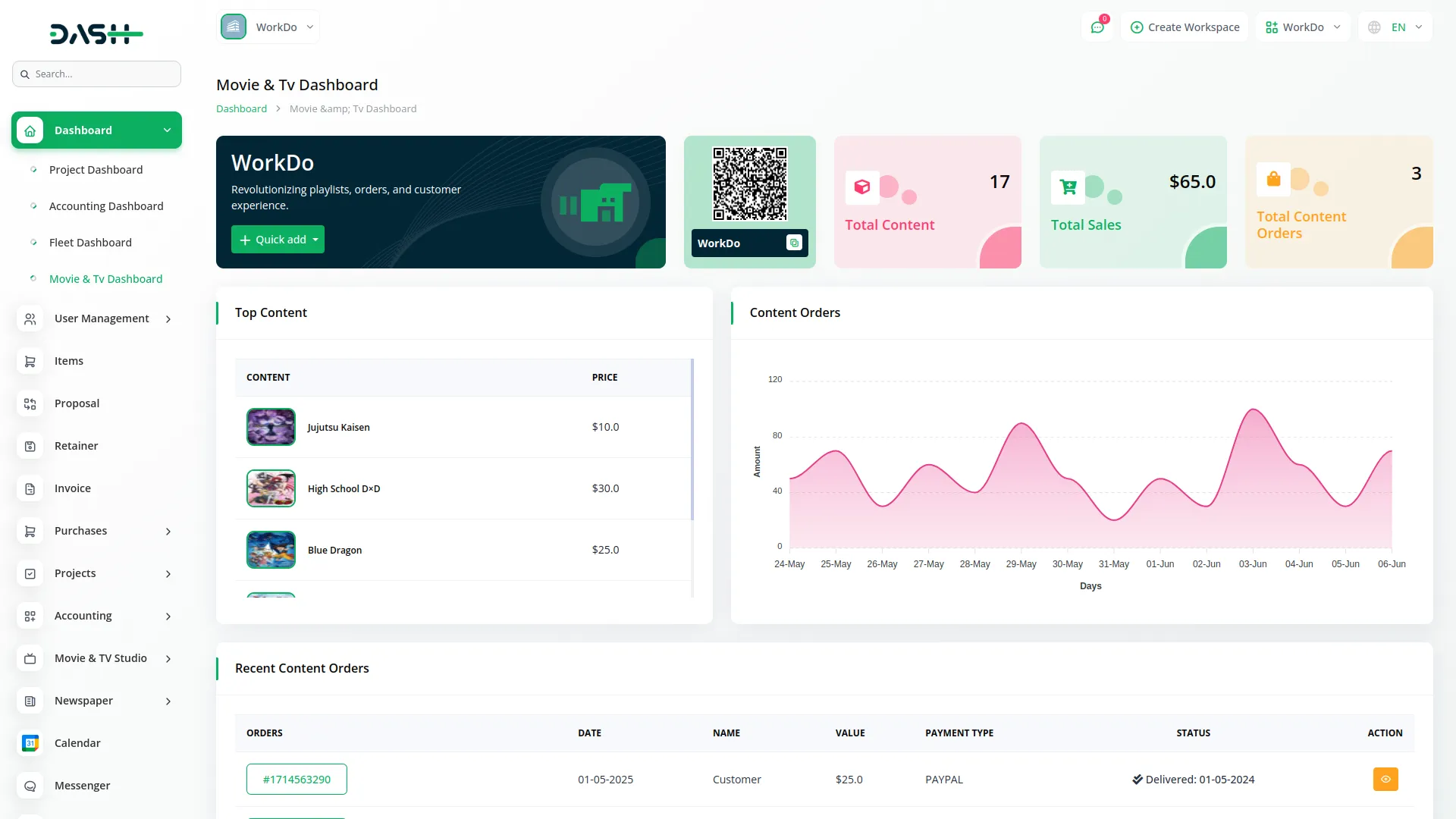 movie & tv studio management