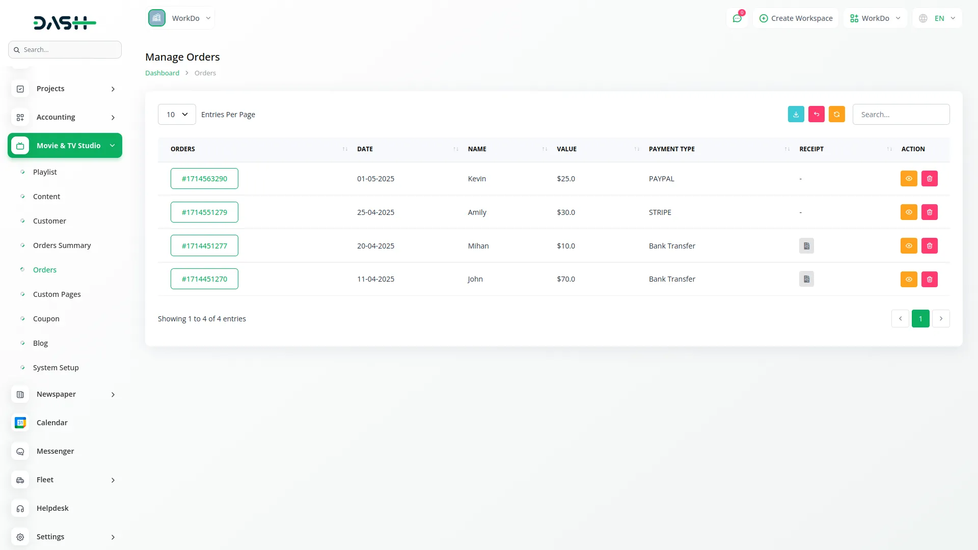 movie & tv studio management