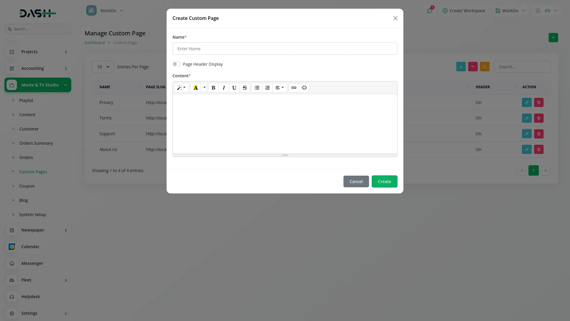 movie & tv studio management