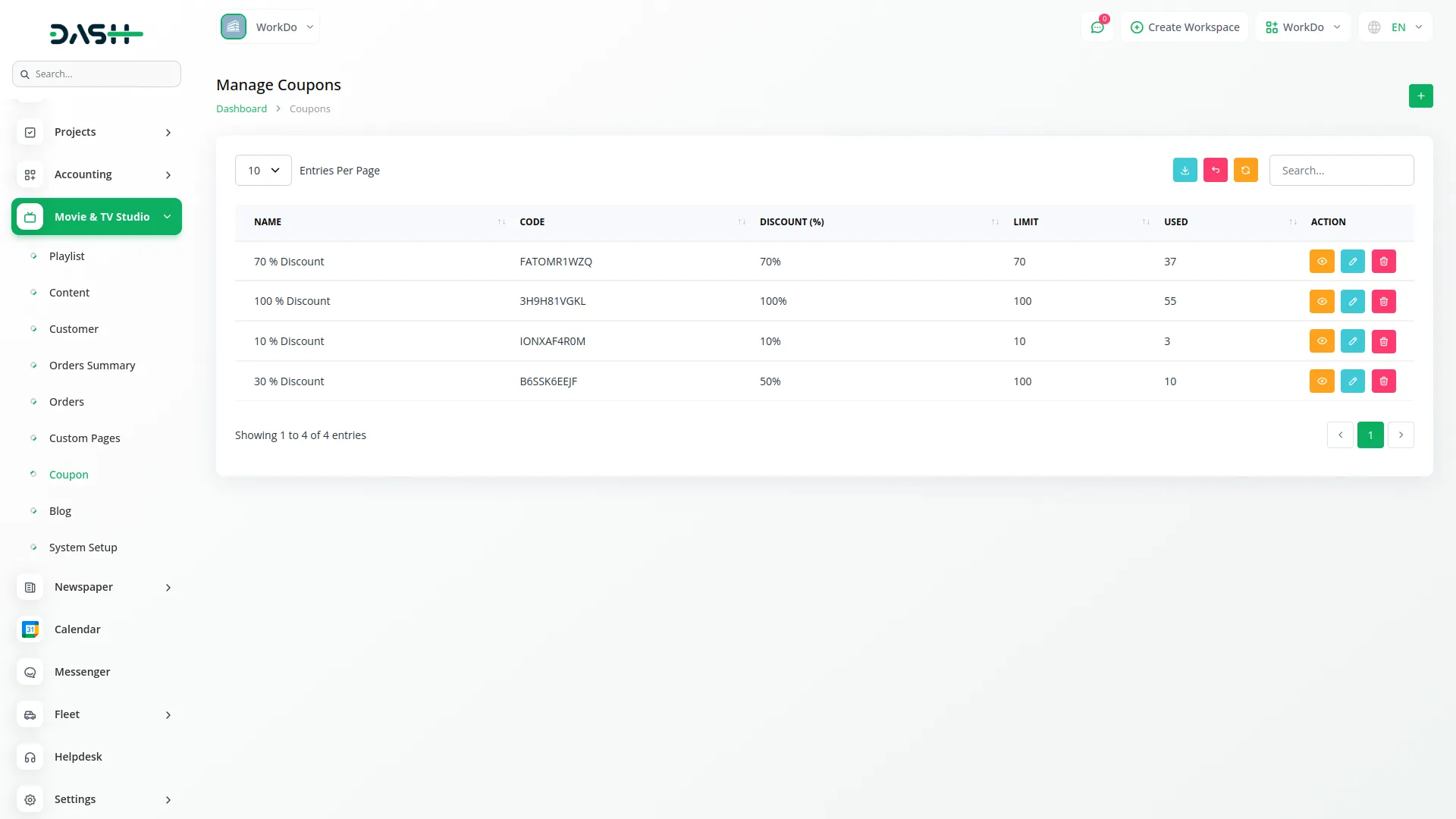 movie & tv studio management