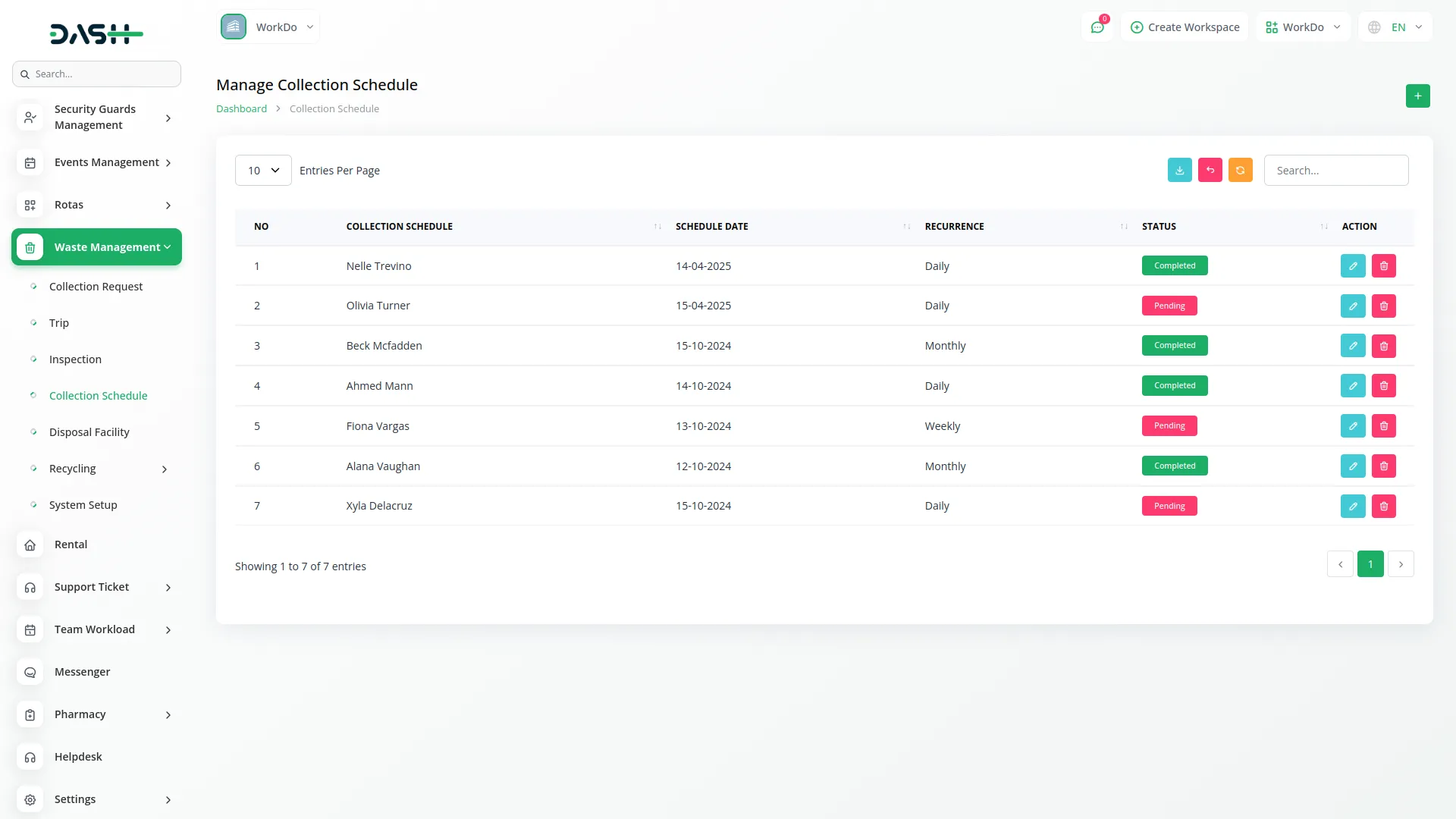 waste-management dash saas