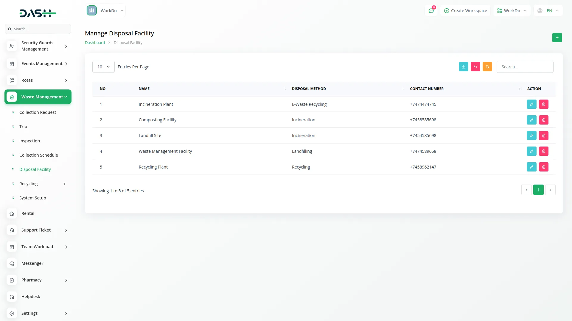 waste-management dash saas
