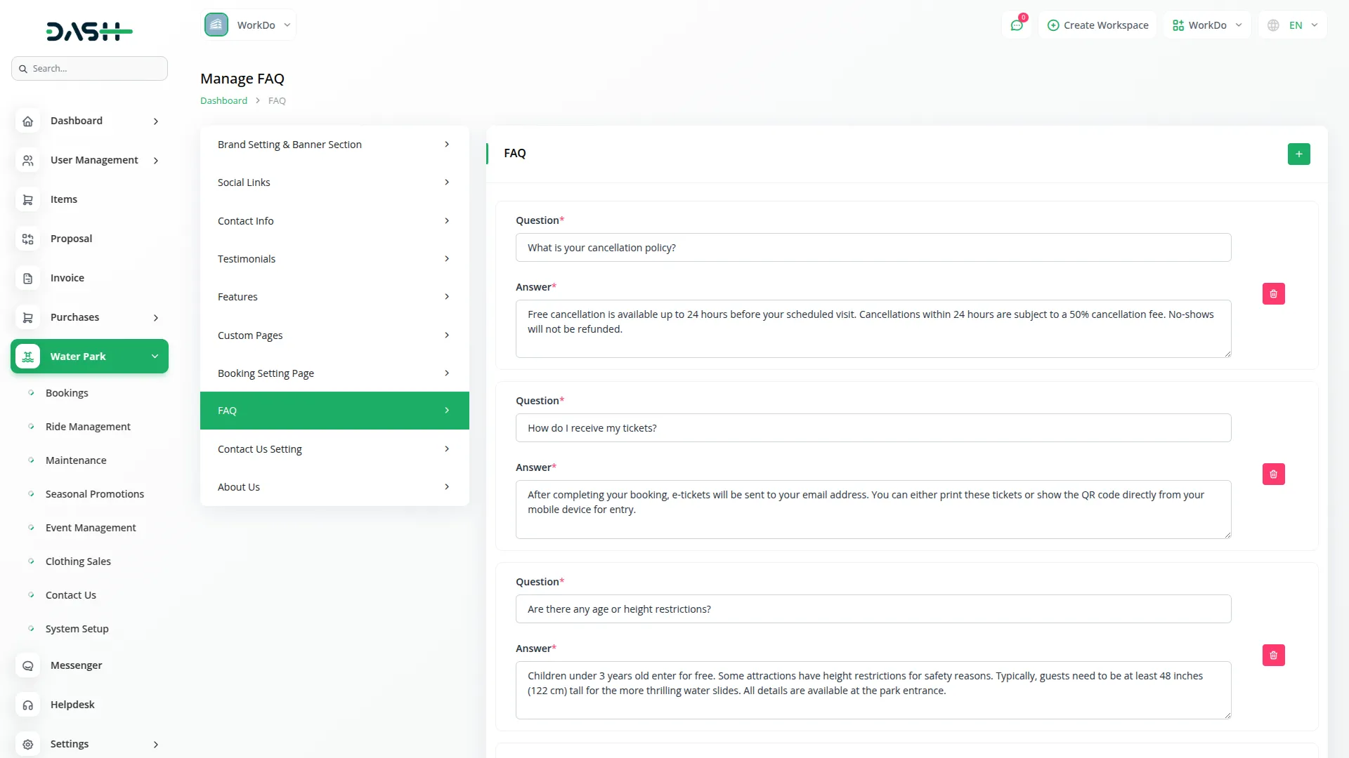 water park management