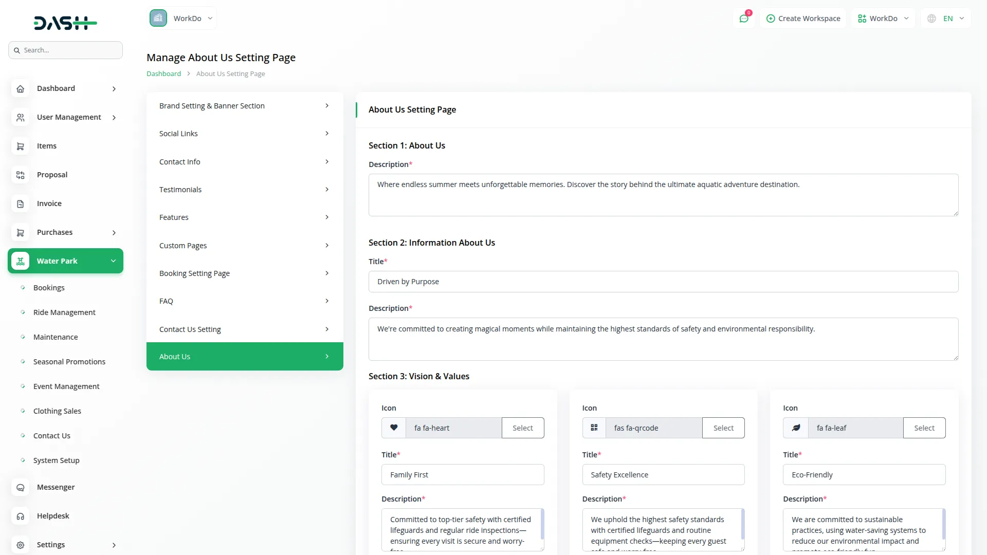 water park management