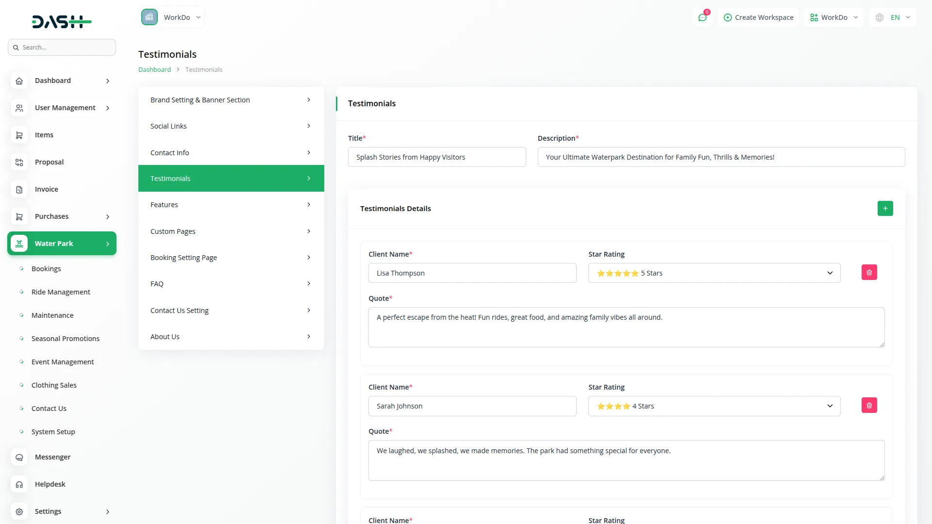 water park management