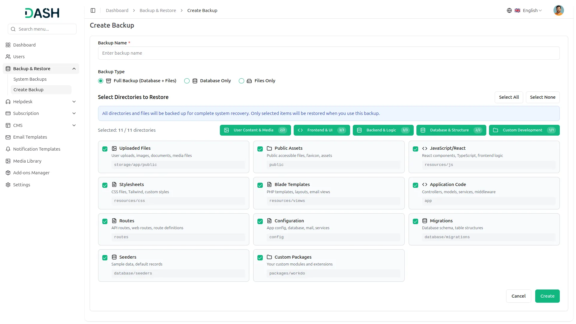backup & restore integration