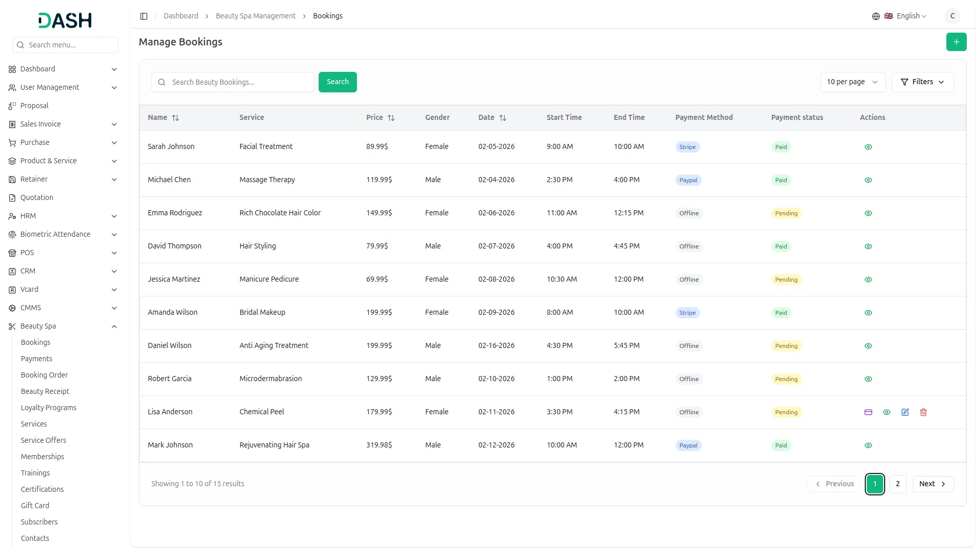 beauty spa management