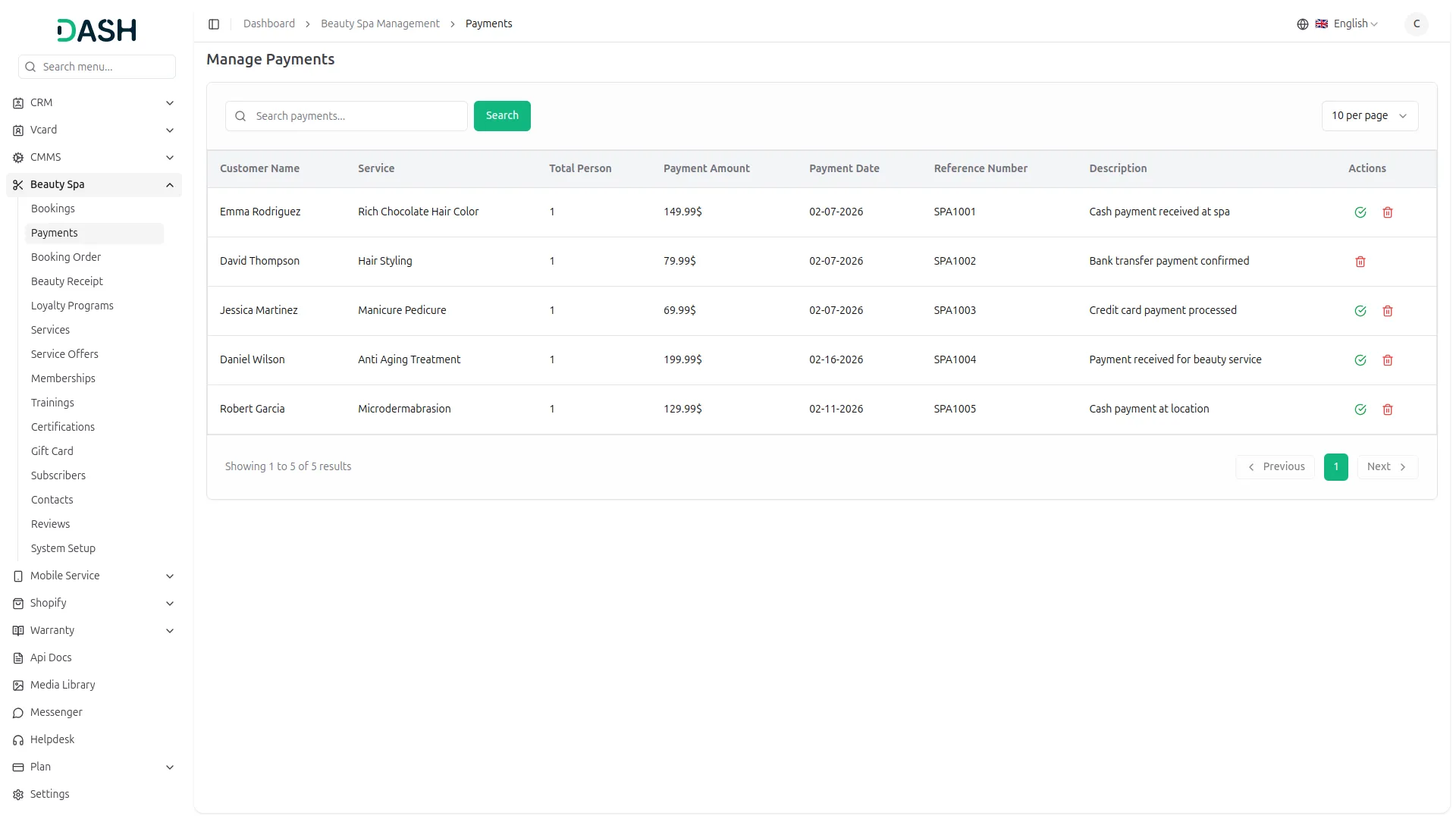 beauty spa management