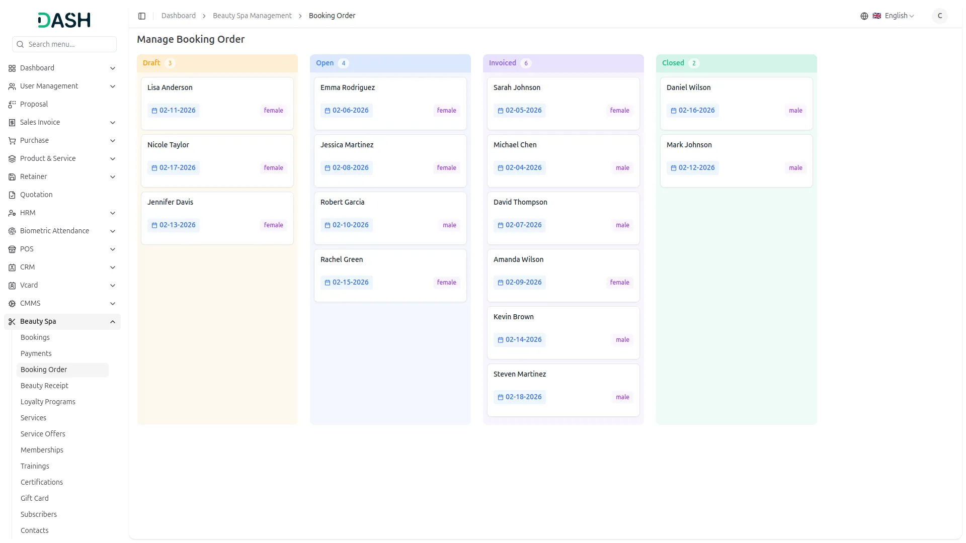 beauty spa management