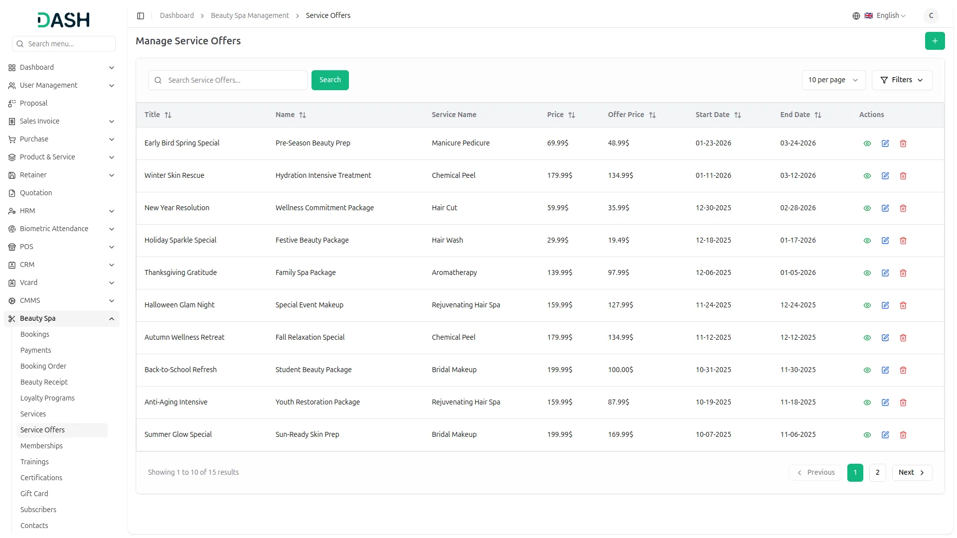 beauty spa management