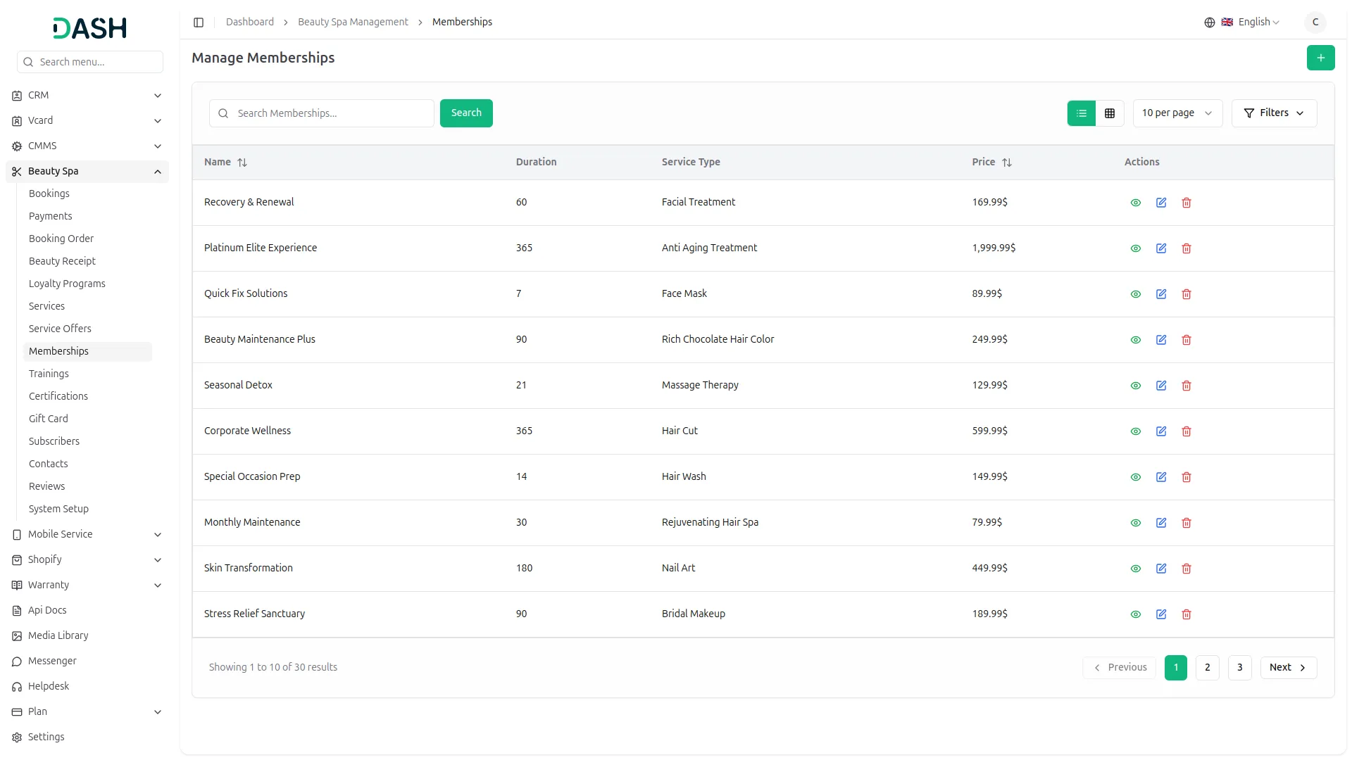 beauty spa management