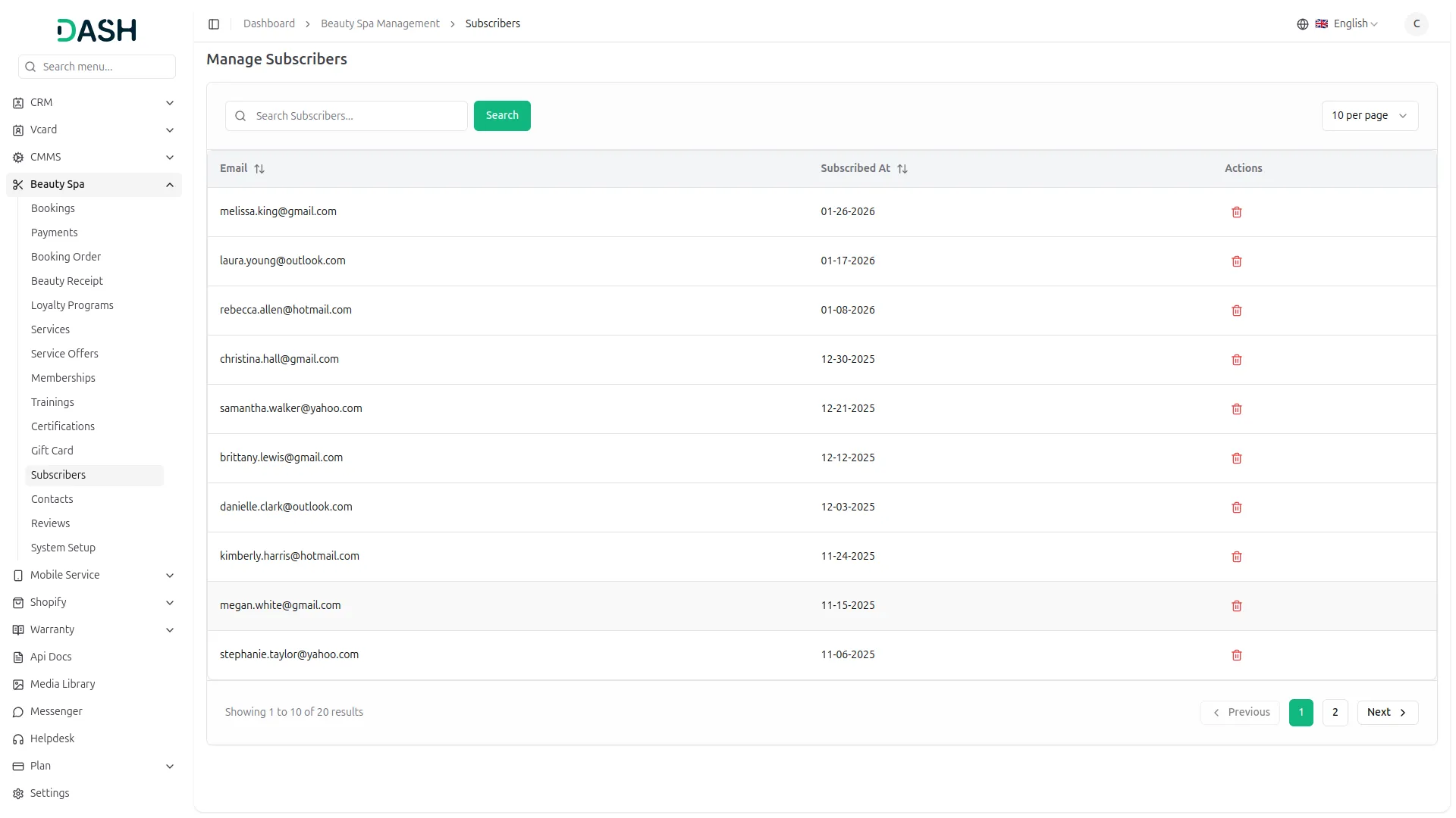 beauty spa management